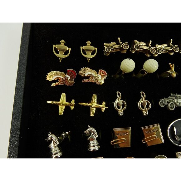 Huge Lot of Cufflinks 35 Pairs Vintage and Designer Cuff Links w Tray - Picture 3 of 7
